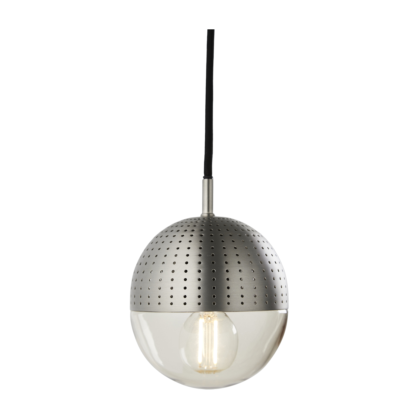 Lampada a sospensione in metallo satinato e vetro fumé 12x13 cm Dot - Woud