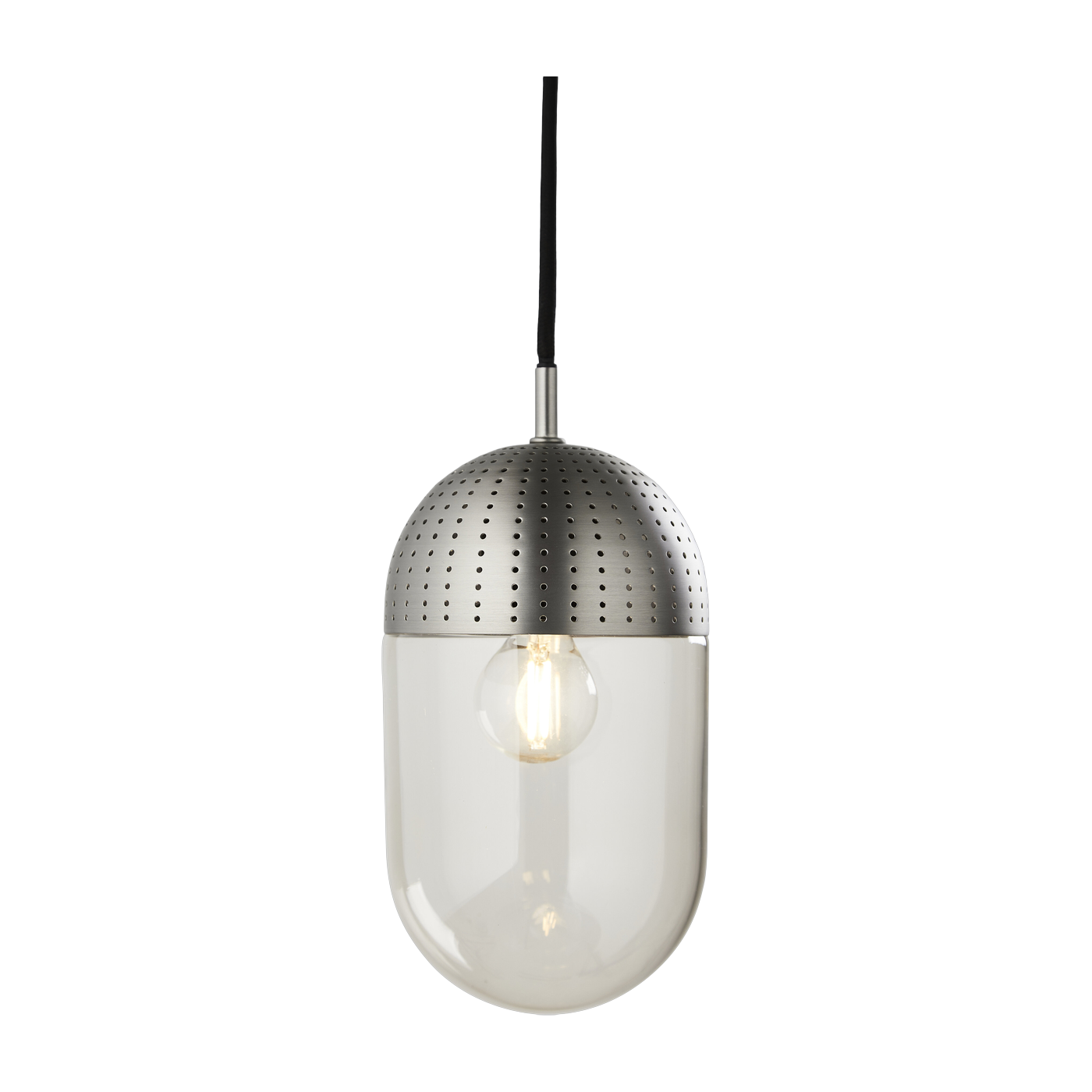 Lampada a sospensione in metallo satinato e vetro fumè 12x21cm Dot - Woud