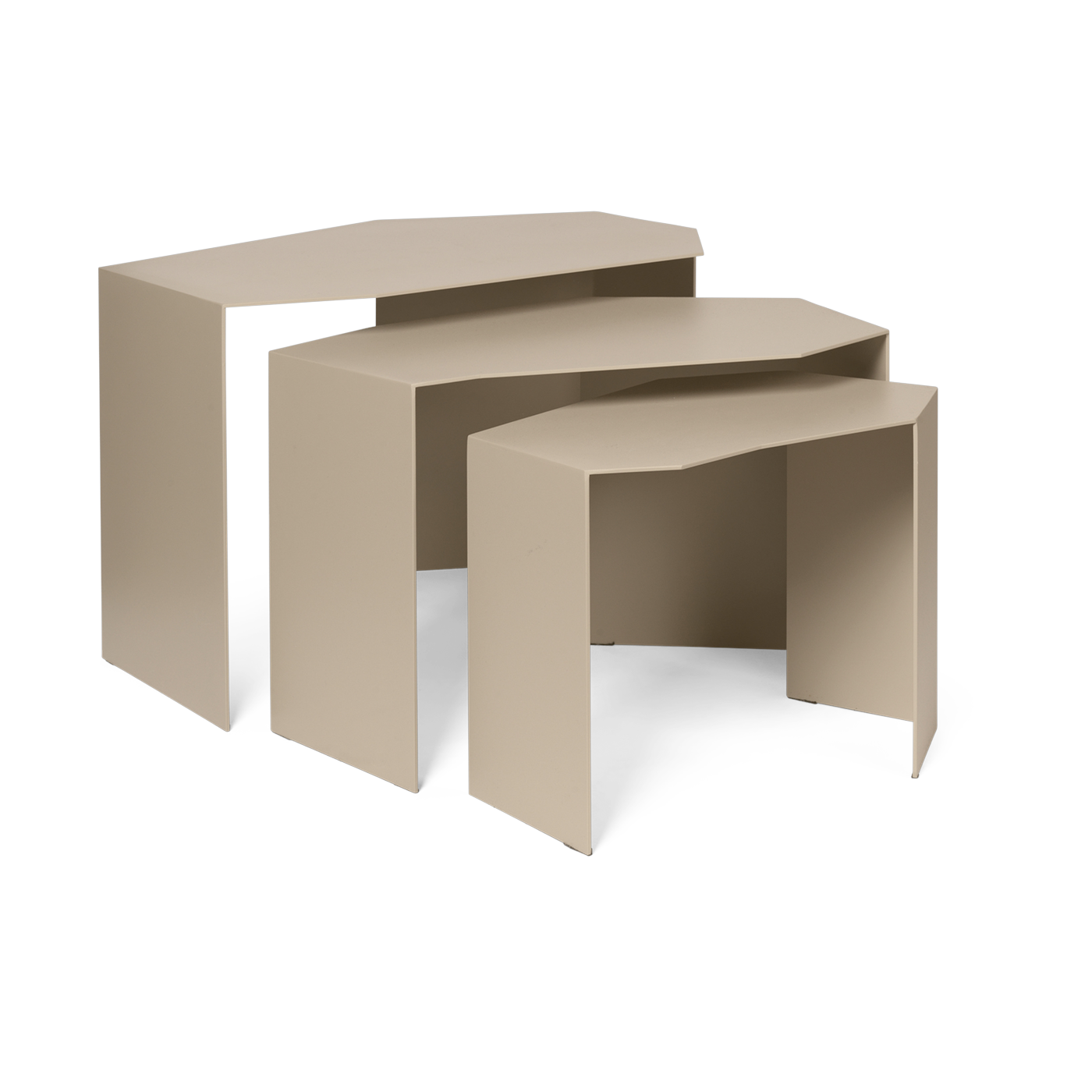 3 mesas nido de acero cashmere Shard - Ferm living