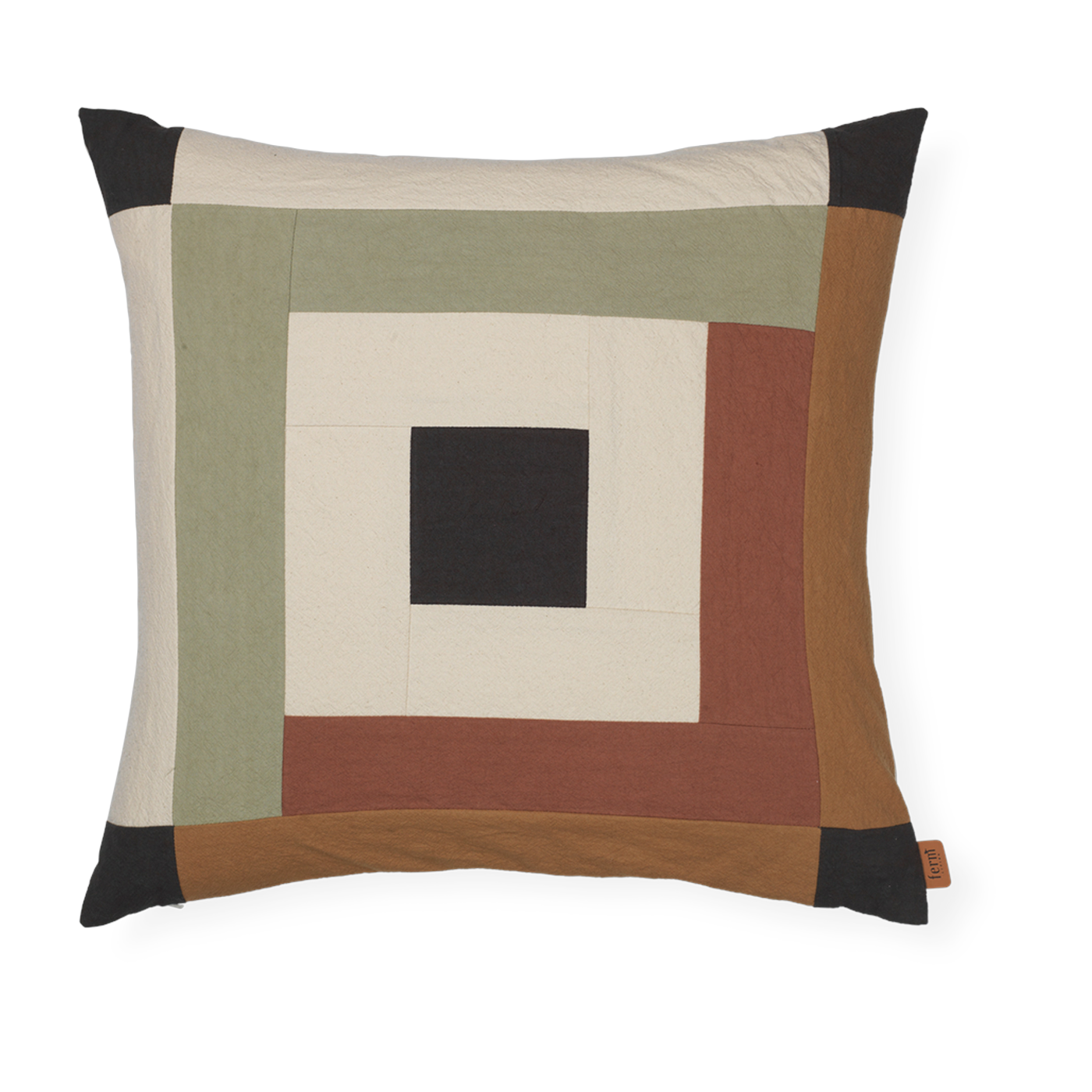 وسادة مربعة بنمط رقعة بألوان بنية وحمراء 50x50سم Border - Ferm living