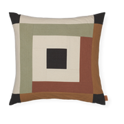 Cuscino quadrato patchwork marrone e rosso Border 50x50cm - Ferm living