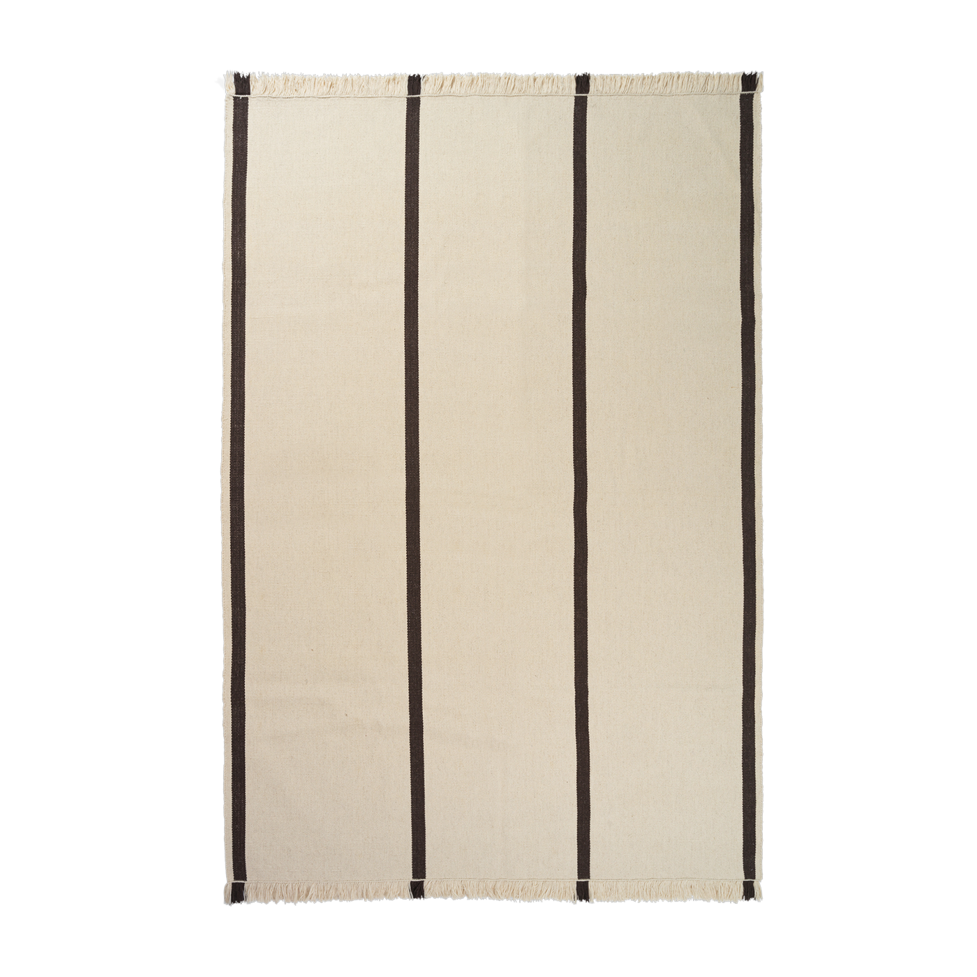 Coffee wool striped rectangular rug 300x200cm Calm kelim - Ferm living