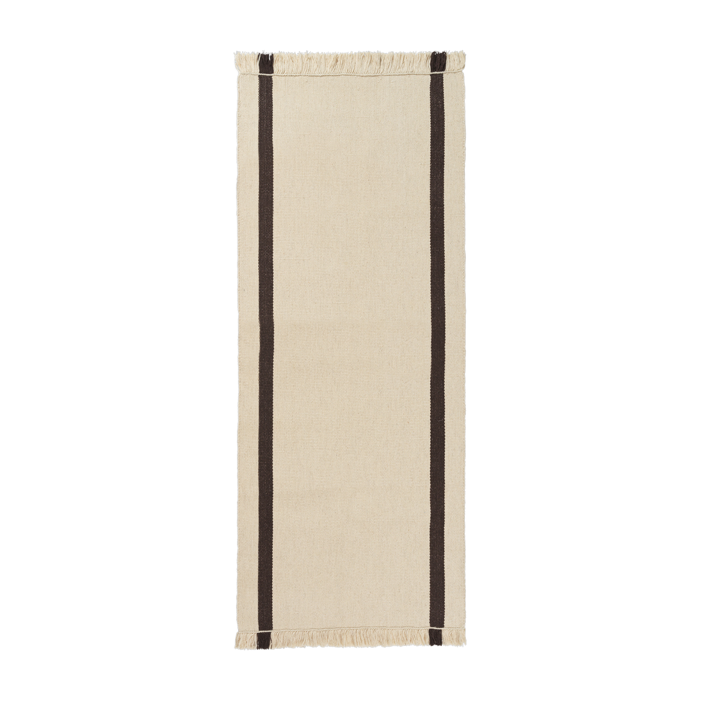 Rectangular striped wool carpet coffee 80x200cm Calm kelim - Ferm living
