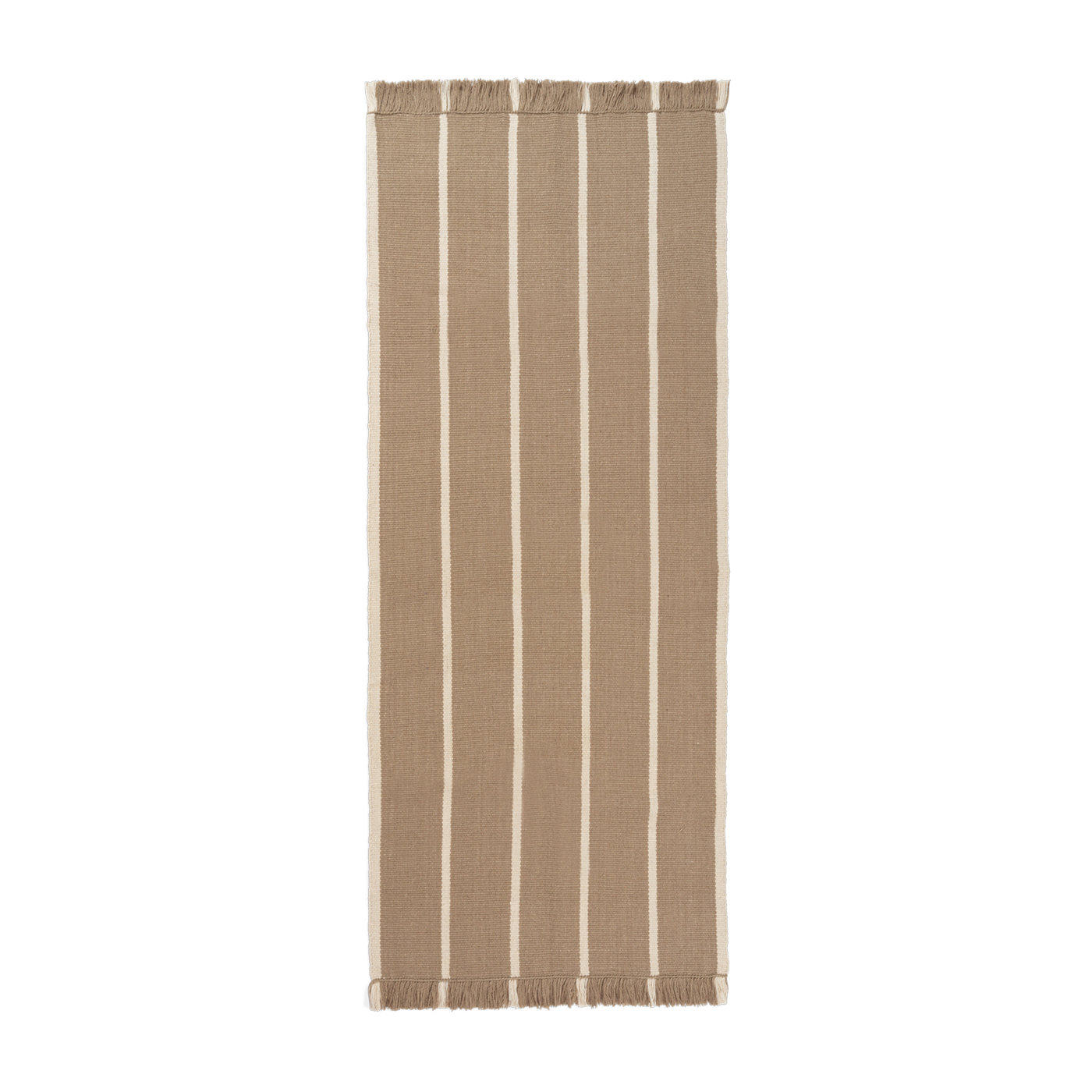 Rectangular striped wool carpet sand black 80x200cm Calm kelim - Ferm living