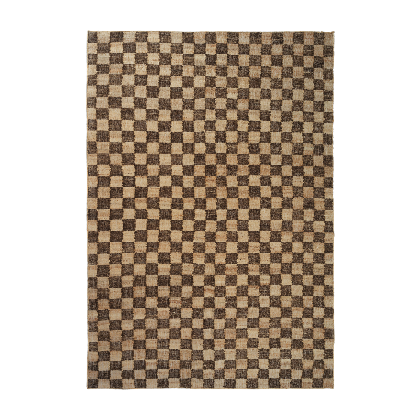 Rectangular coffee jute check rug 200x300cm Check - Ferm living