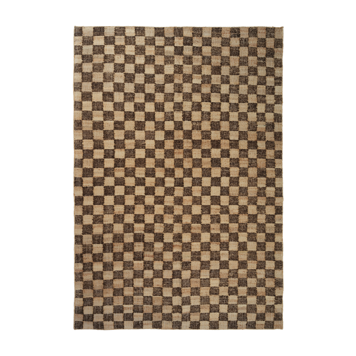 Rectangular coffee jute check rug 160x250cm Check - Ferm living