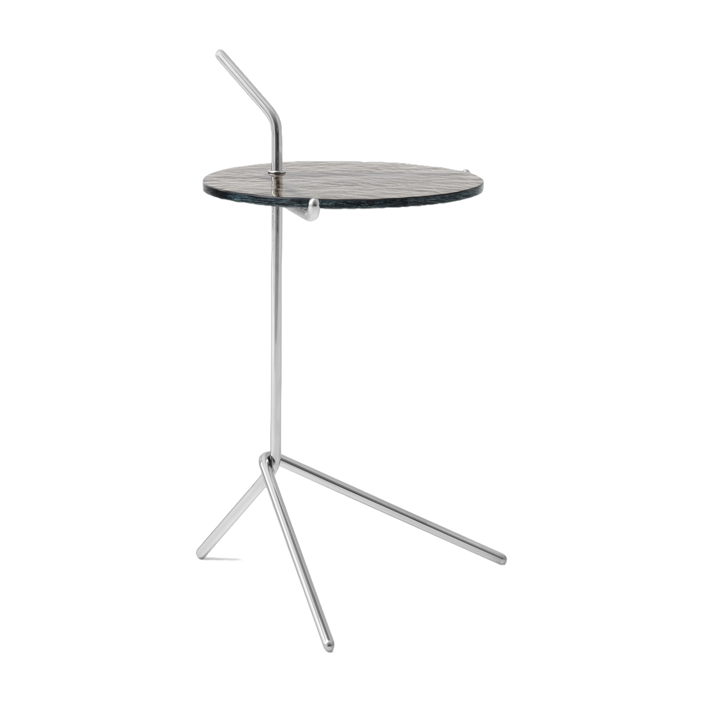 Table d'appoint en verre coulé fumé et acier inoxydable poli 66 cm Halten SH9 - &tradition