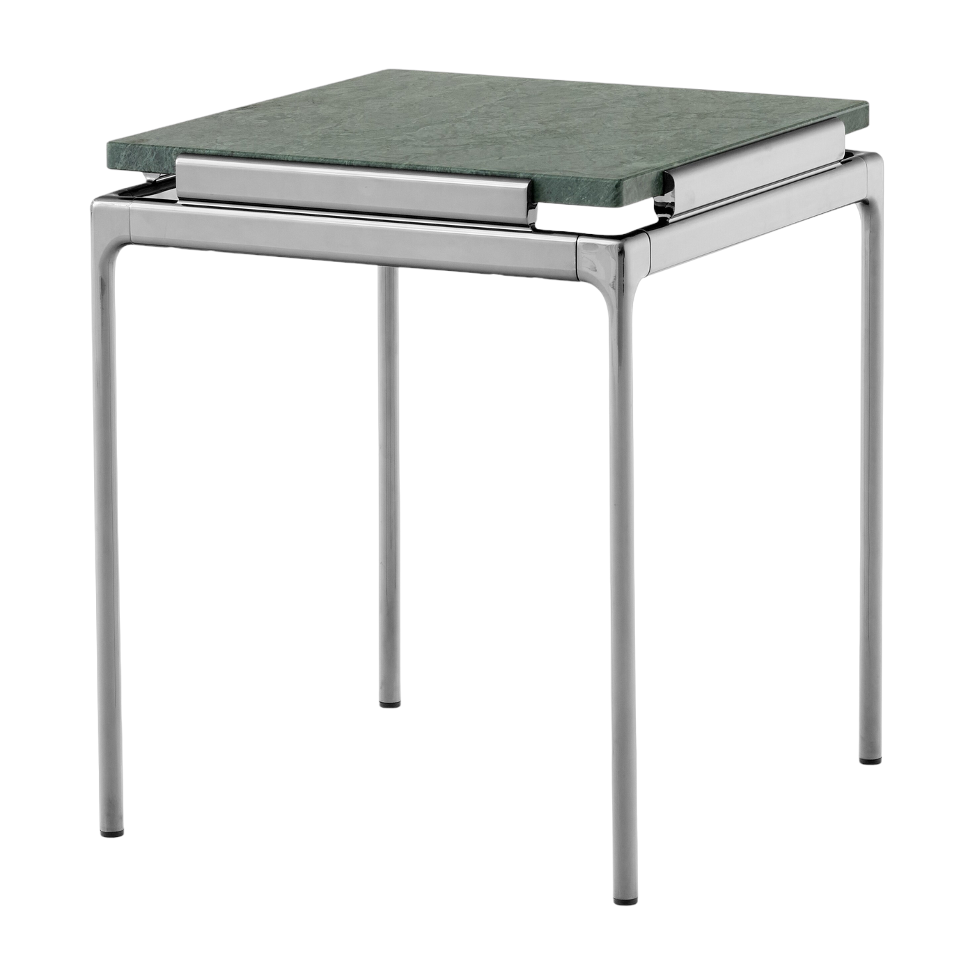 Mesa auxiliar en mármol verde guatemala y estructura cromada oscuro 46 x 40 cm Sett LN11 - &tradition