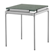 Side table in marbre verde guatemala and dark chrome structure 46x40 cm Sett LN11 - &tradition