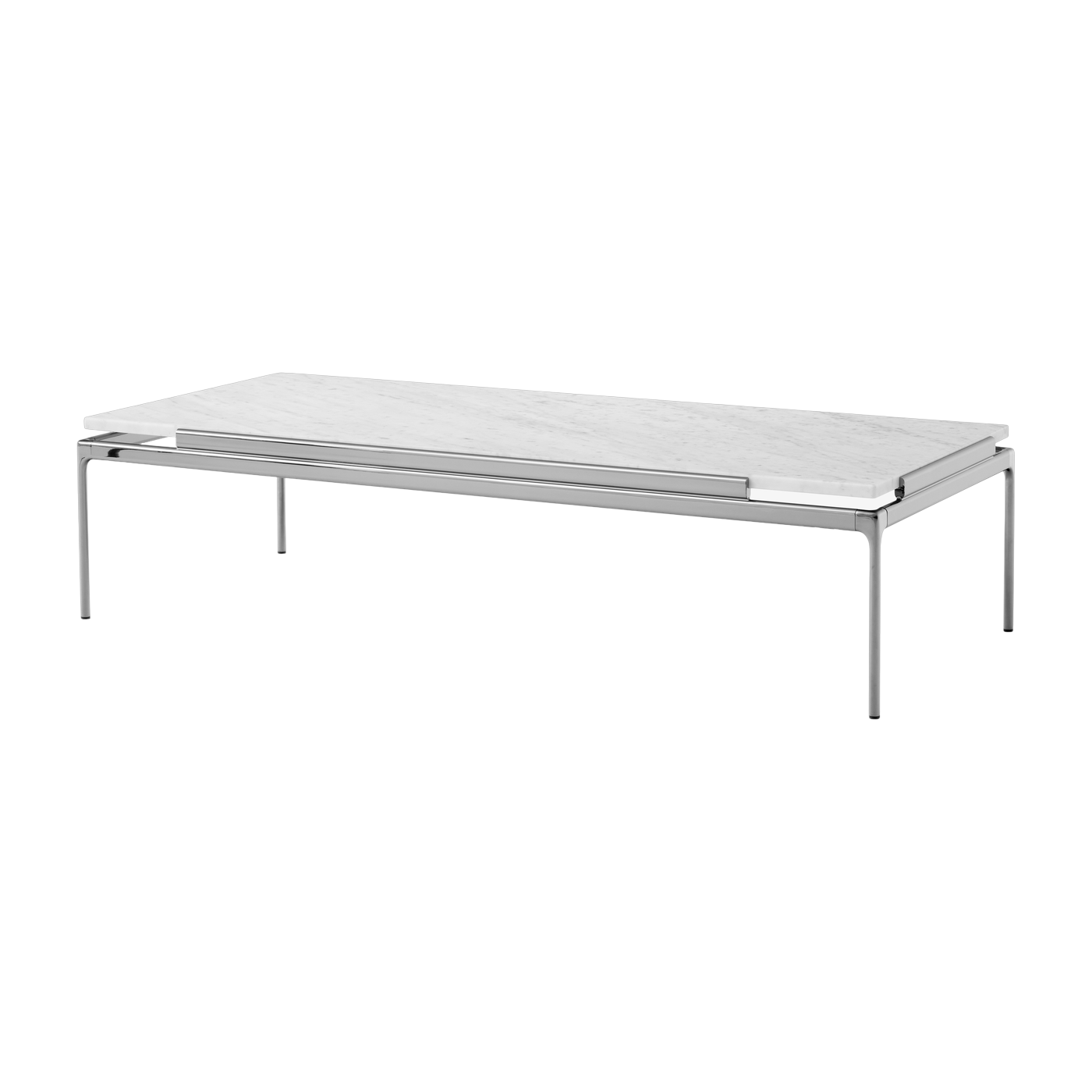 Table d'appoint en marbre bianco carrera et structure chrome foncé 140x60 cm Sett LN12 - &tradition