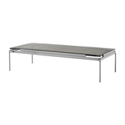 Table d'appoint en verre coulé fumé et structure chrome foncé 140x60 cm Sett LN12 - &tradition