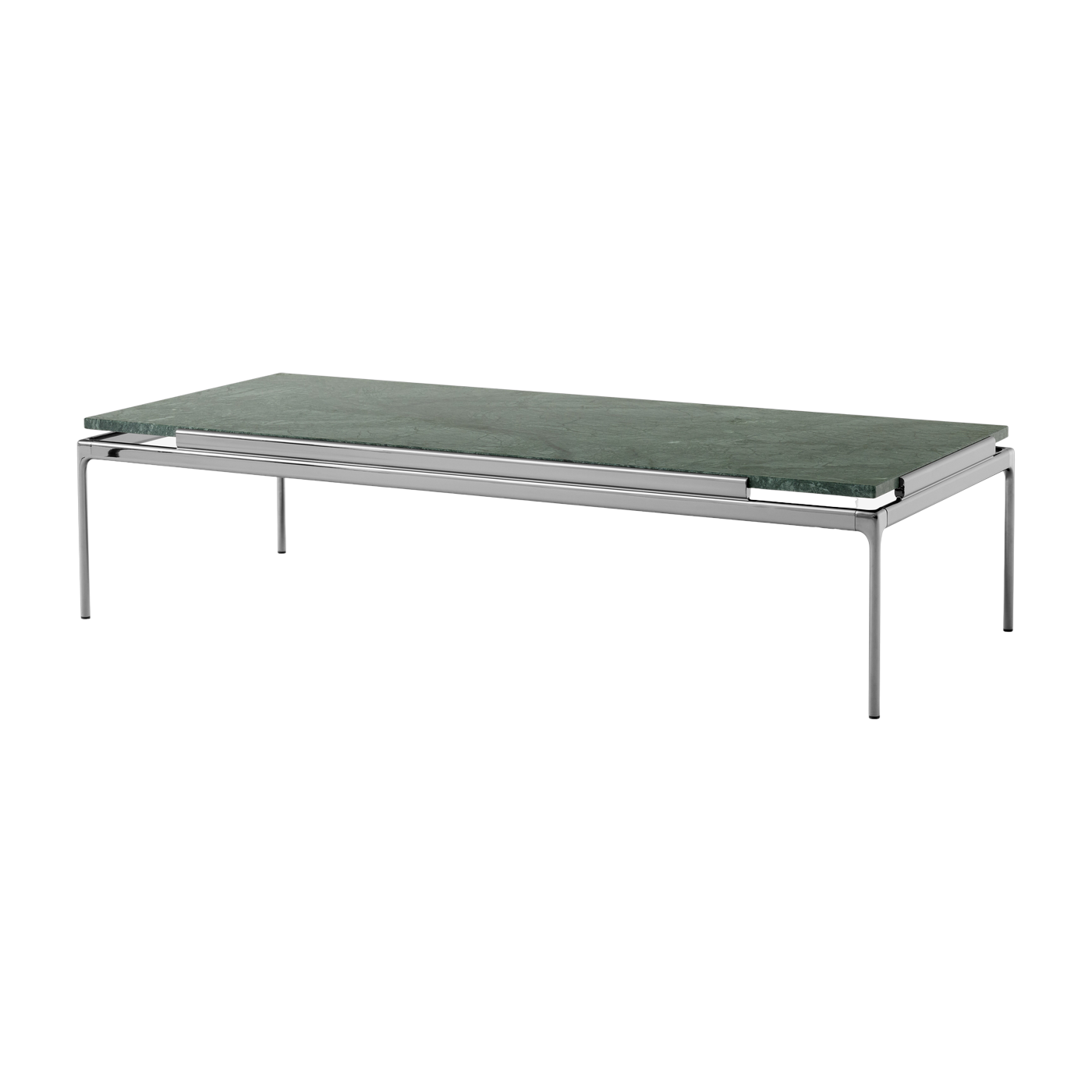 Table d'appoint en marbre verde guatemala et structure chrome foncé 140x60 cm Sett LN12 - &tradition