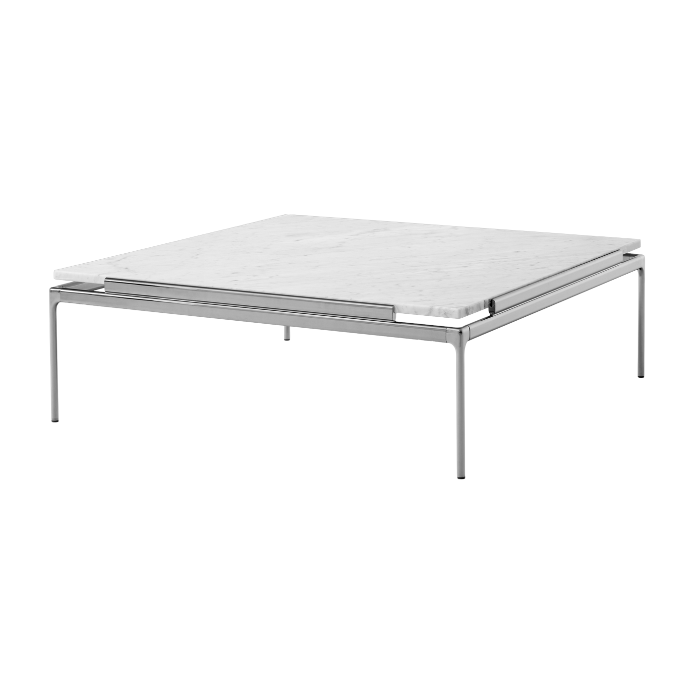 Table d'appoint en marbre bianco carrera et structure chrome foncé 34x100 cm Sett LN13 - &tradition