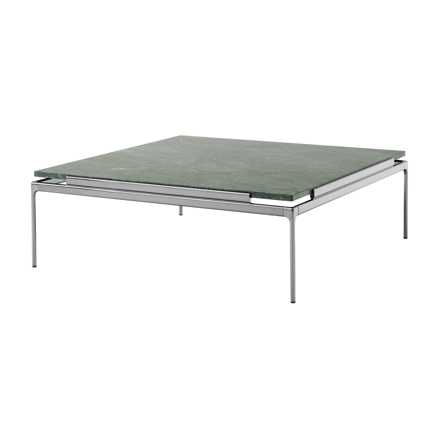 Table d'appoint en marbre verde guatemala et structure chrome foncé 34x100 cm Sett LN13 - &tradition