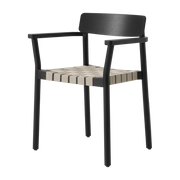 Chair with armrests in black lacquered ash with linen seat 61x78 cm Betty TK9 - &tradition
