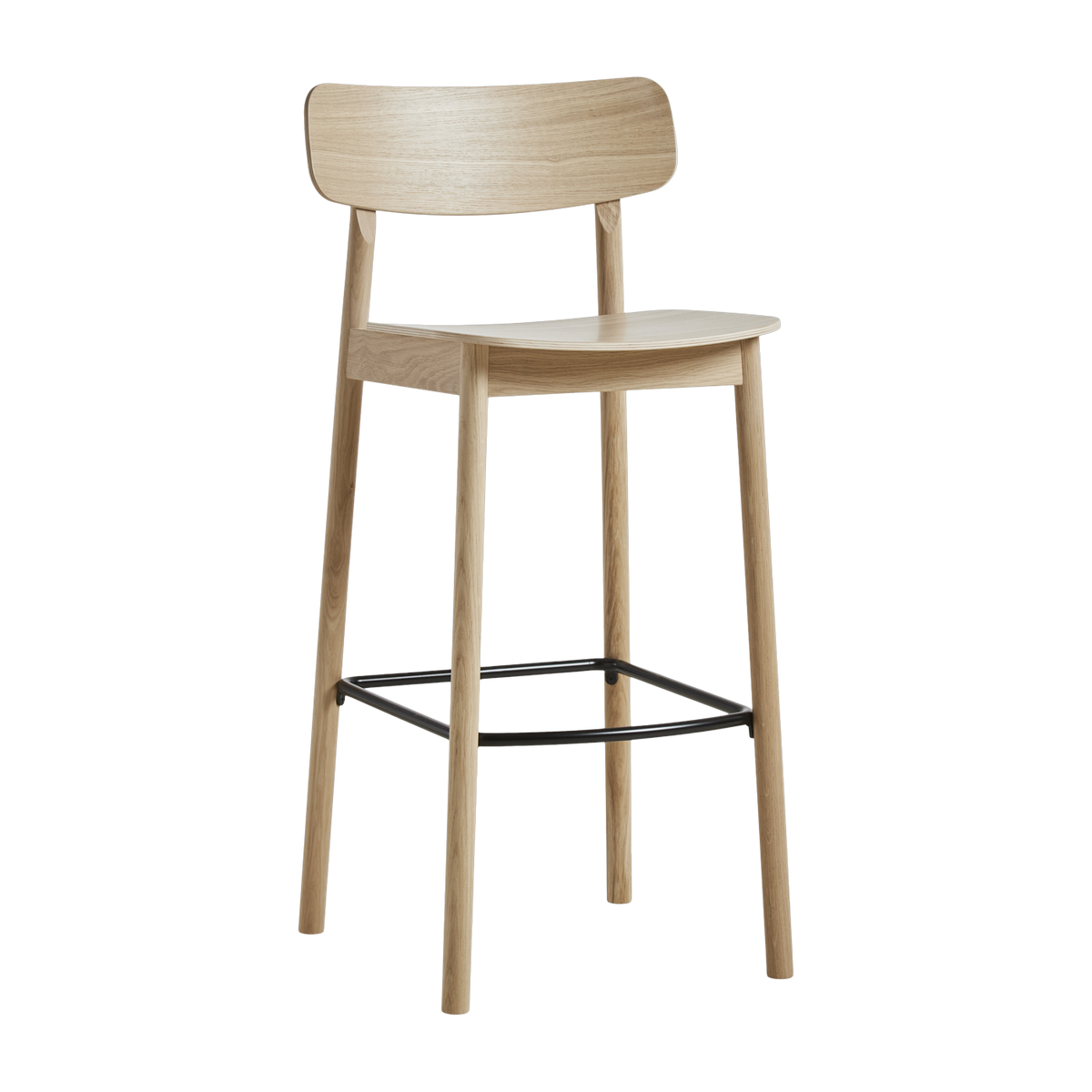 Bar stool in bleached oak and black metal 75 cm Soma - Woud