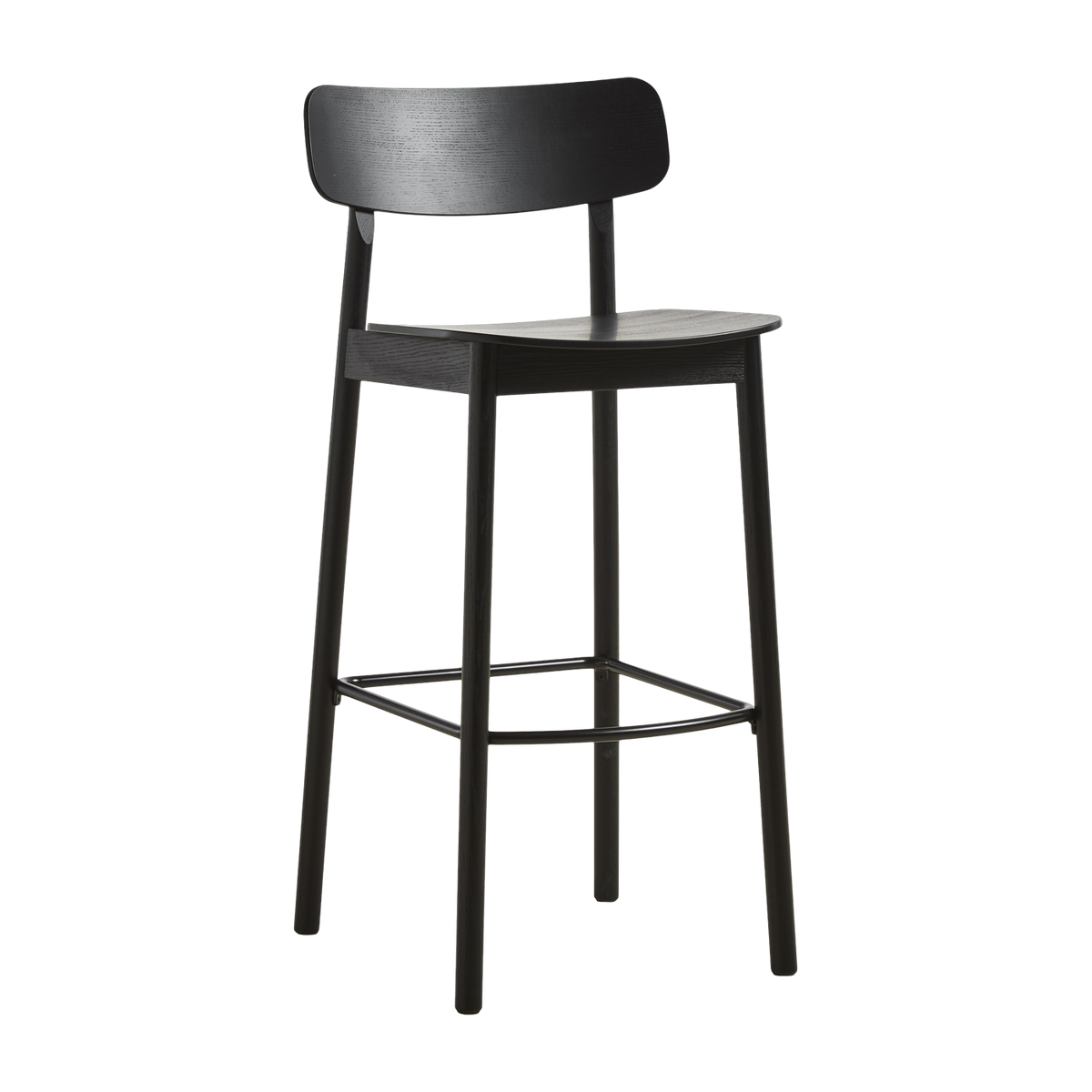 Ash and black metal bar stool 75 cm Soma - Woud