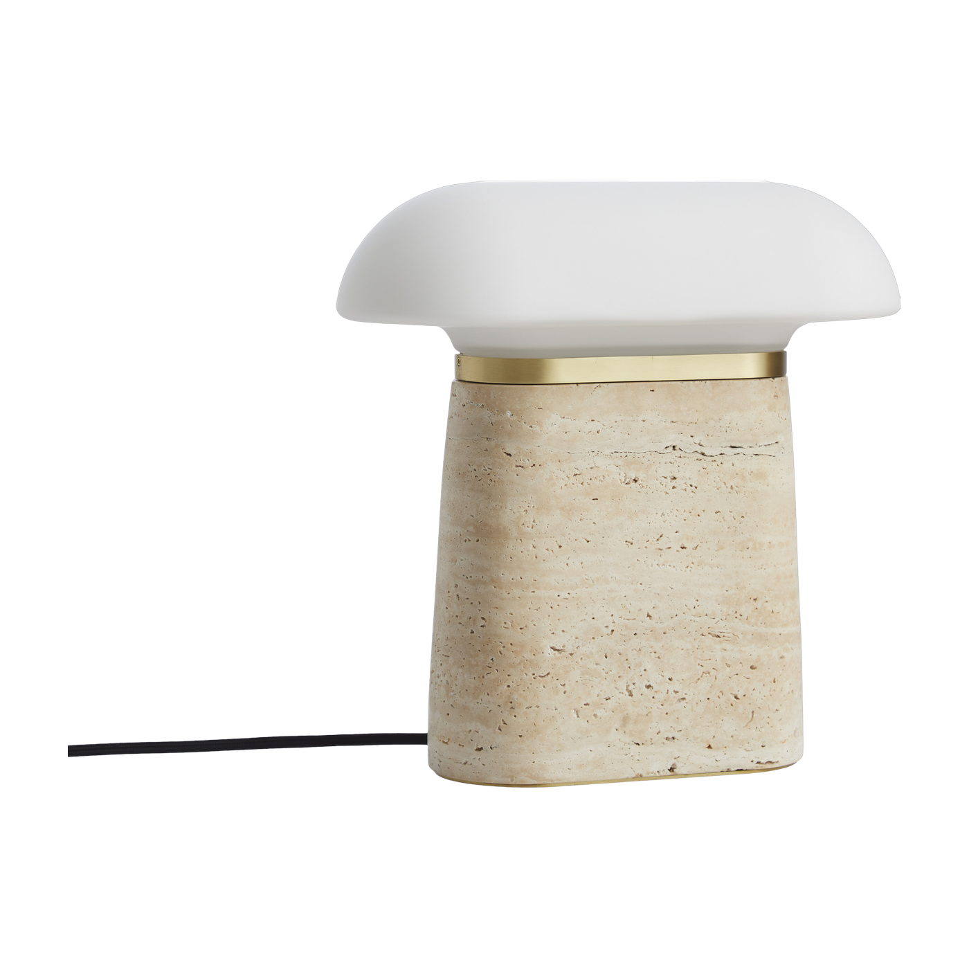 Lampada in travertino e vetro bianco opale 27x13cm Nova - Woud
