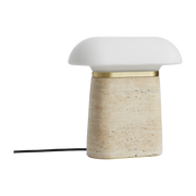 Lampe en travertin et verre blanc opal 27x13cm Nova - Woud