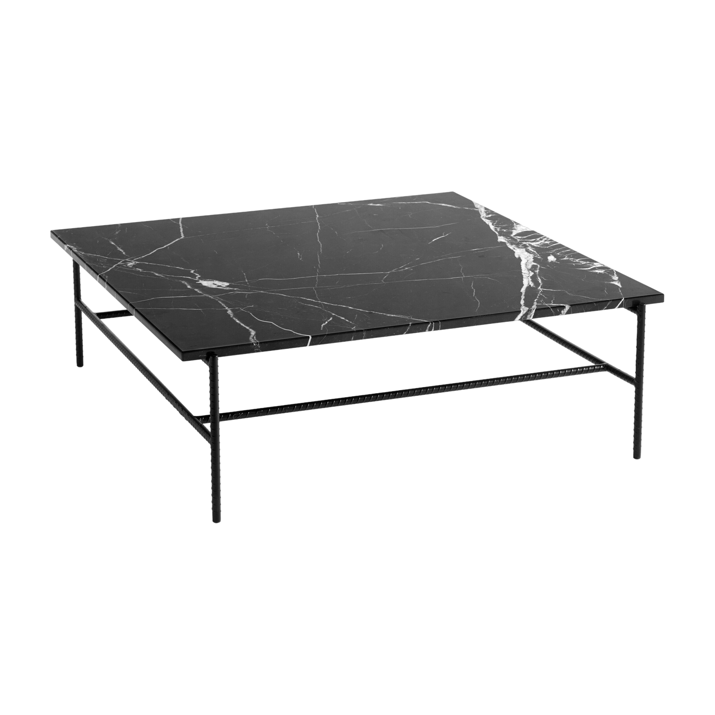 Tavolino da caffè in marbre e base in acciaio nero 100 x 104 x 33 cm Rebar - Hay