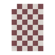 Alfombra rectangular a cuadros de lana burdeos 200x300cm Chess - Layered