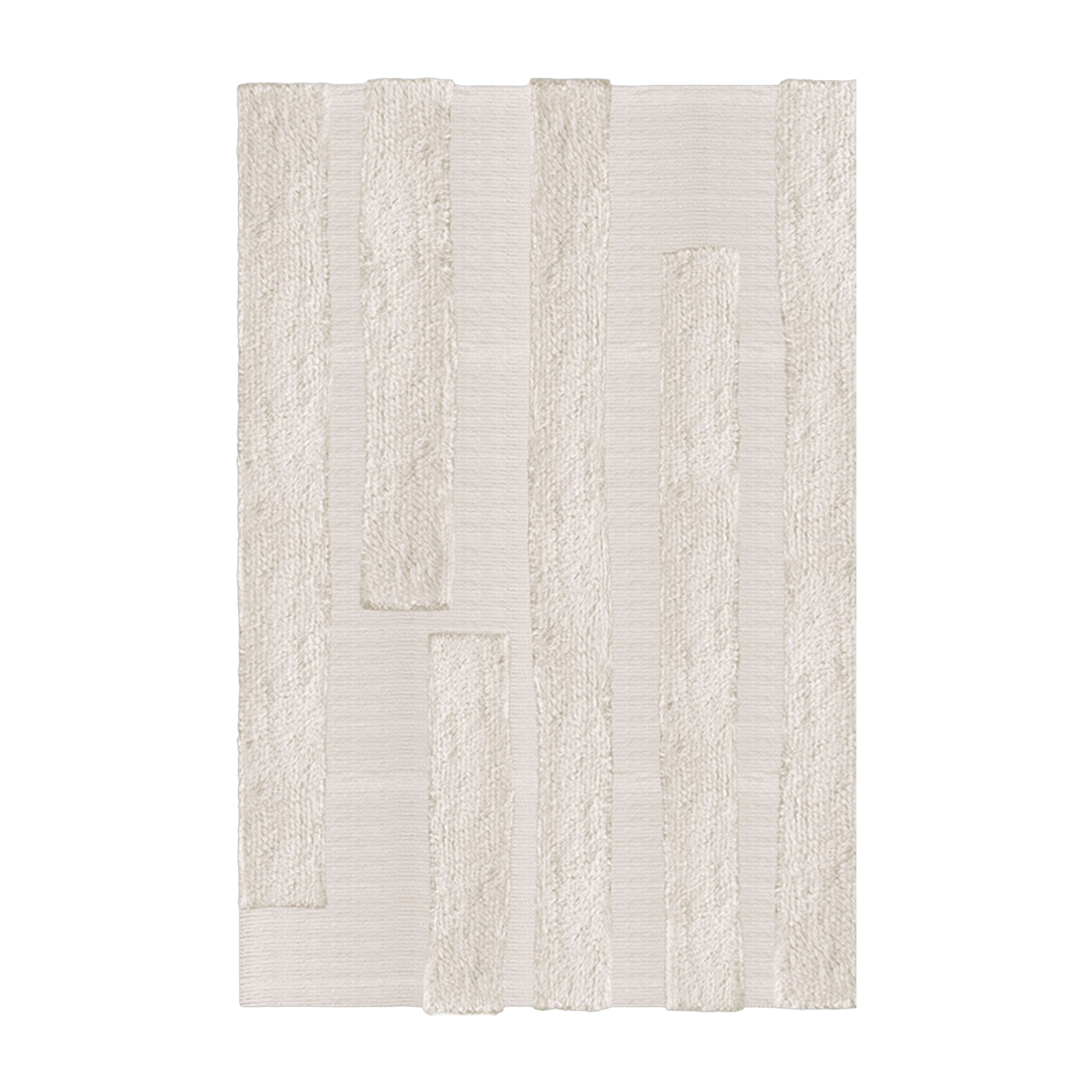 Rectangular white wool rug 180x270cm Punja Bricks - Layered