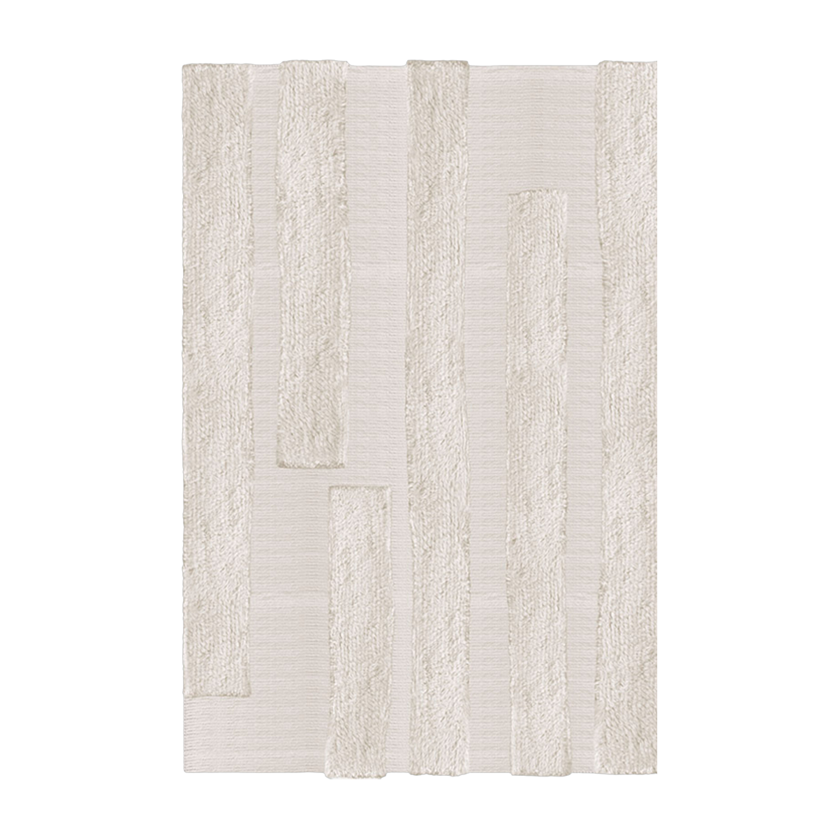 Rectangular white wool rug 160x230cm Punja Bricks - Layered