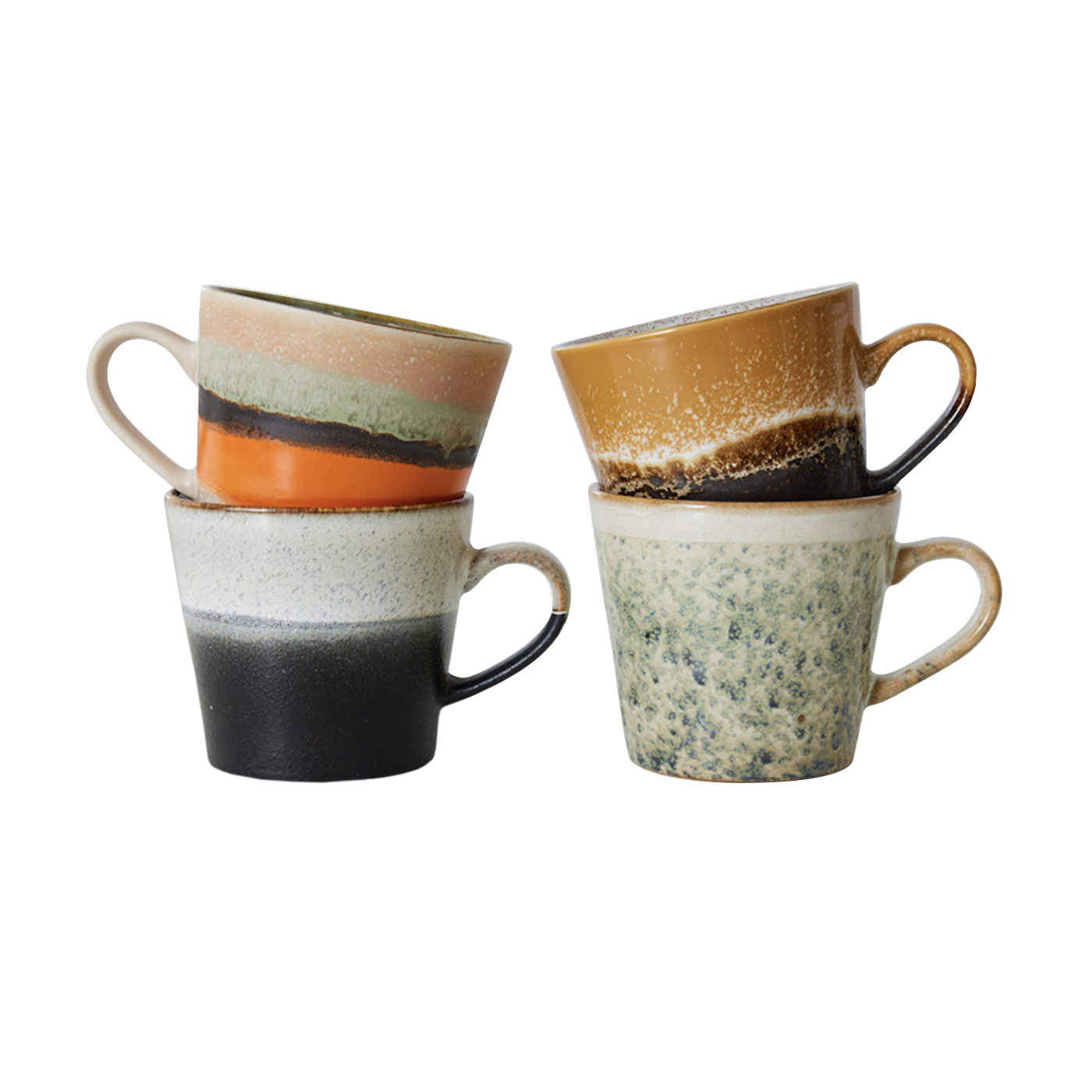 4 Cappuccino-Tassen Verve aus Keramik Geschirr 70er Jahre -. HKliving