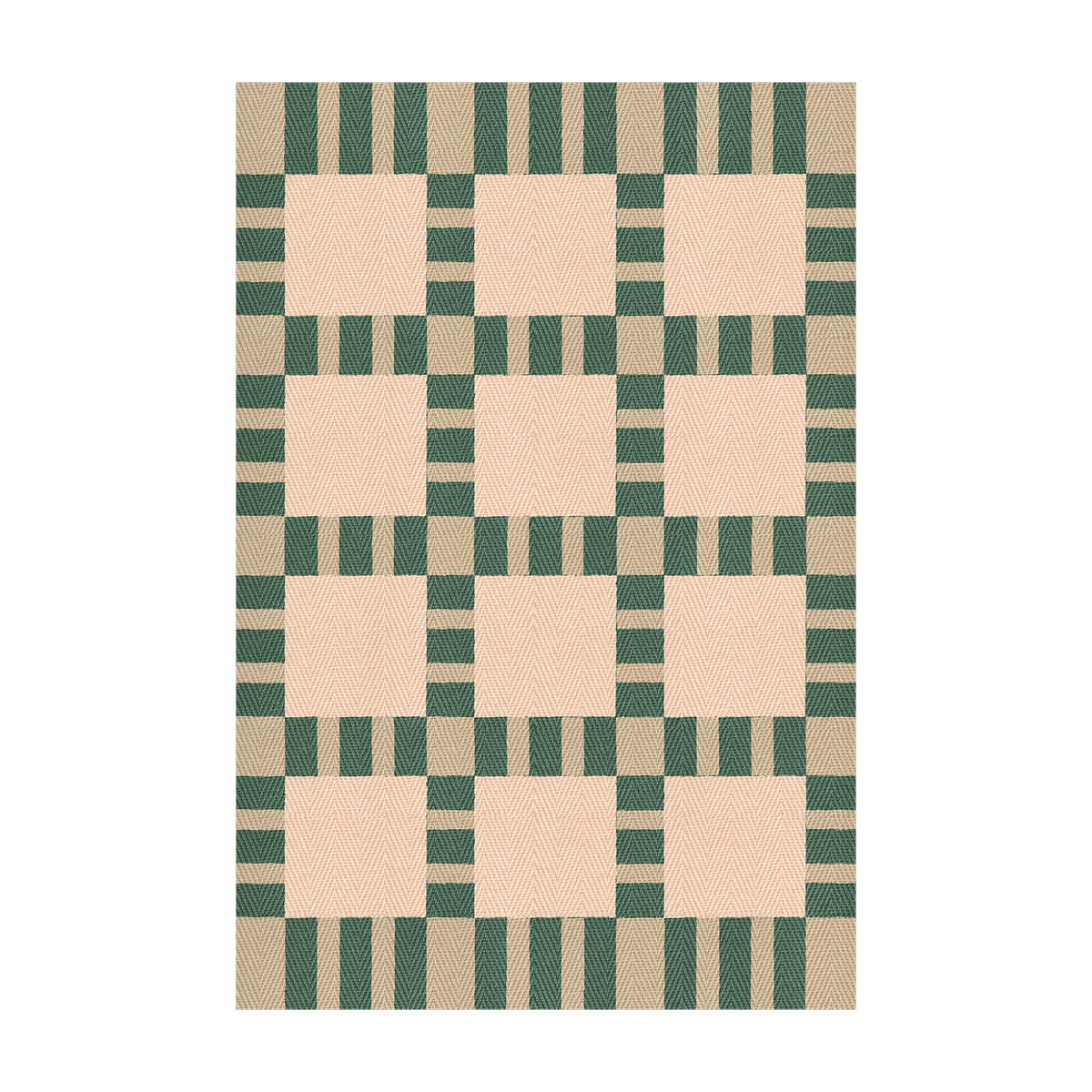 Rectangular jute and green cotton rug 200x300cm Evelina Kroon - Layered