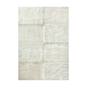 Rectangular white wool check rug 250x350cm Ryamatta Shaggy - Layered