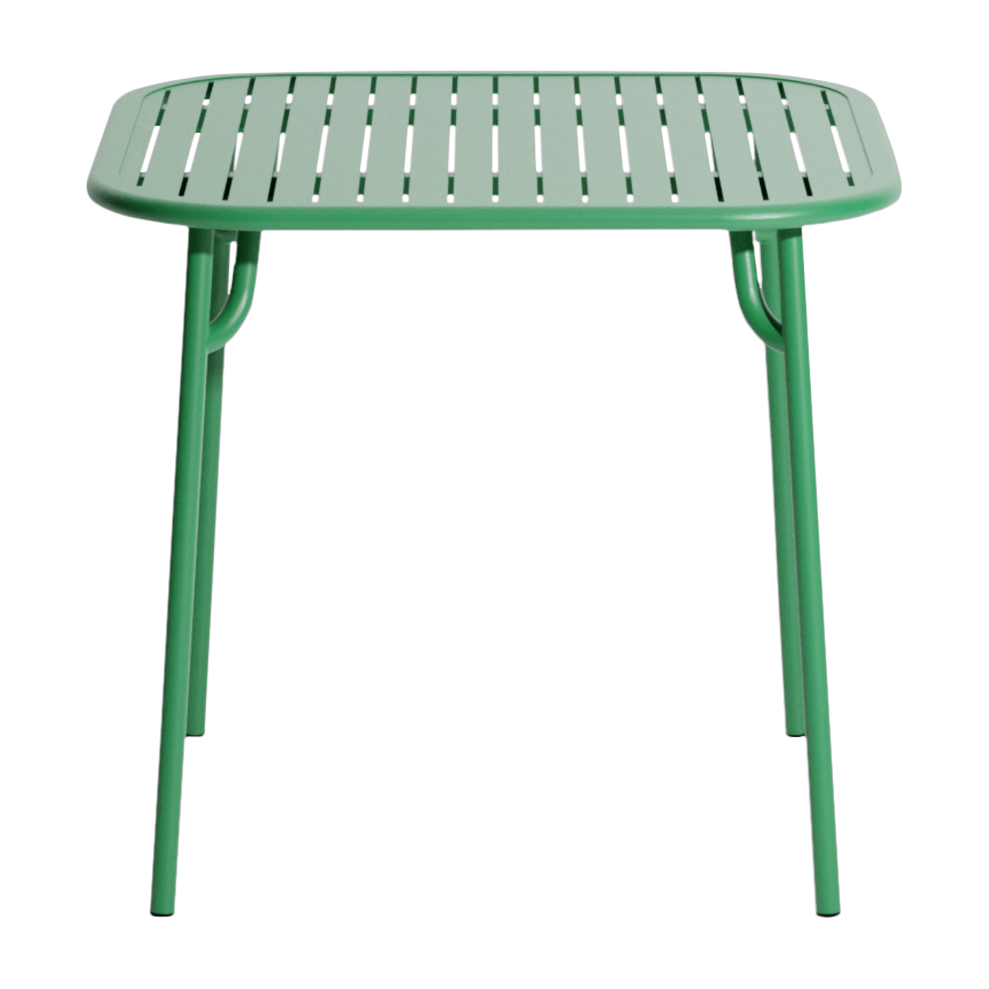 Quadratischer Outdoor-Esstisch mit Latten aus mintgrünem Aluminium 85cm Week end -. Petite friture