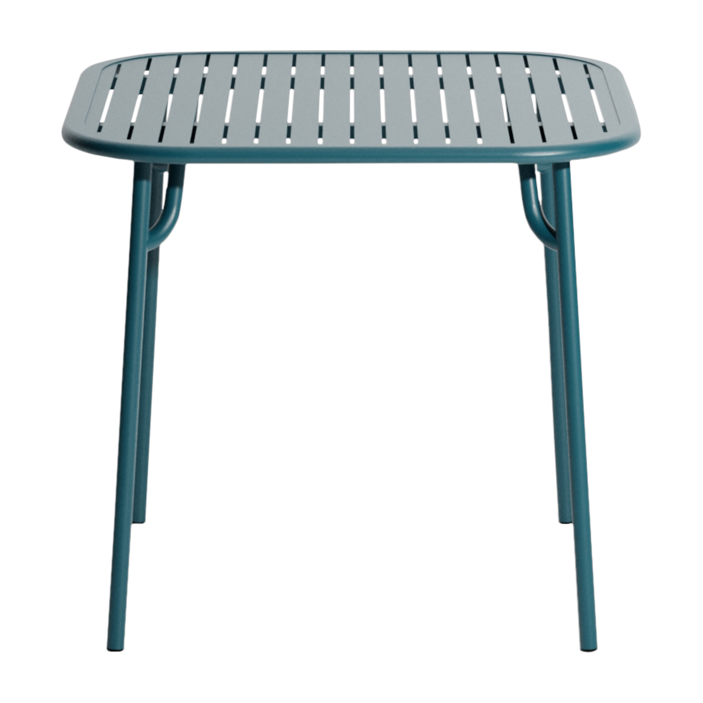 Quadratischer Outdoor-Esstisch mit Latten aus Aluminium ozeanblau 85cm Week end -. Petite friture