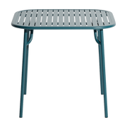 Table à manger d'extérieur carrée à lattes en aluminium bleu océan 85cm Week end - Petite friture