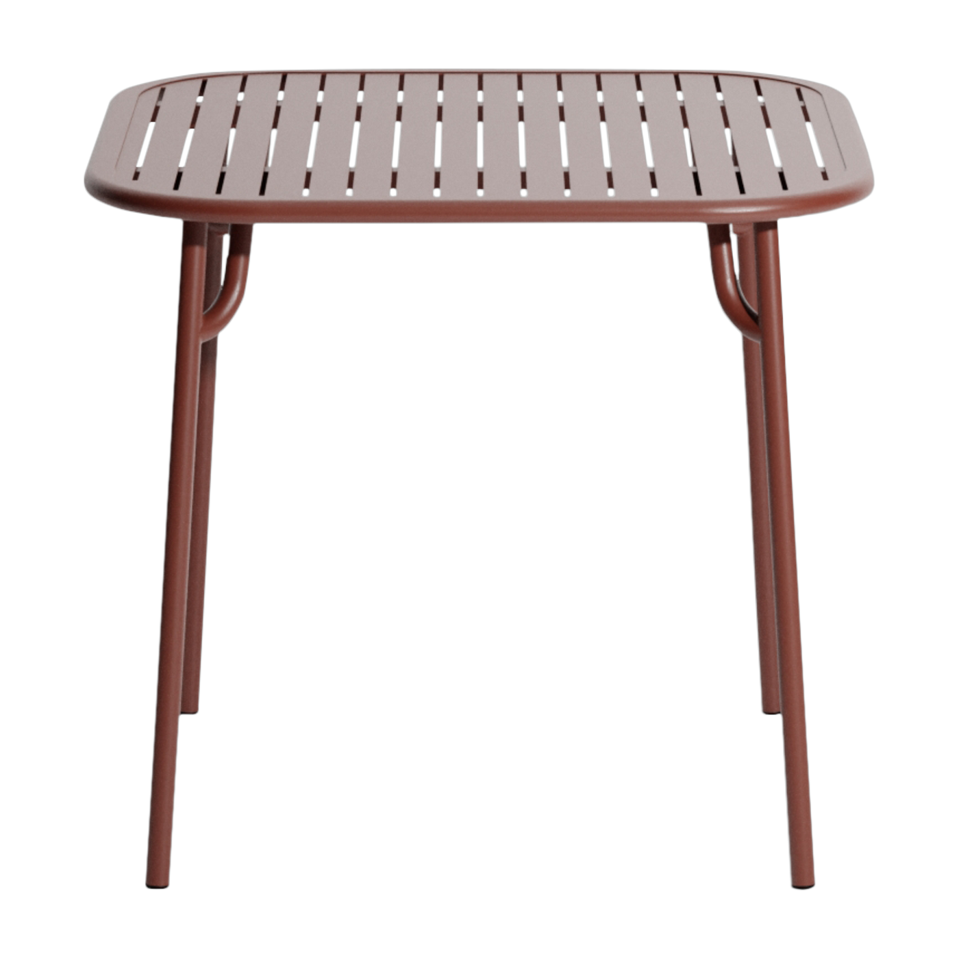 Quadratischer Outdoor-Esstisch mit Latten aus rotbraunem Aluminium 85cm Week end -. Petite friture