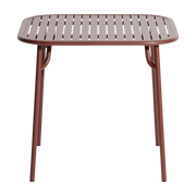 Tavolo da pranzo quadrato per esterni con doghe in alluminio rosso-marrone 85 cm Week end - Petite friture