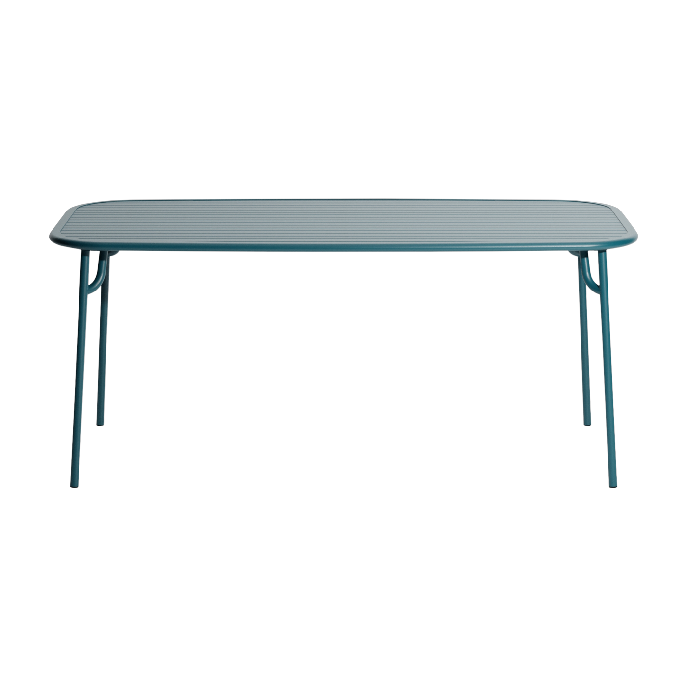 Rechteckiger Outdoor-Esstisch mit Latten aus ozeanblauem Aluminium 180cm Week end -. Petite friture