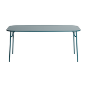 Table repas d'extérieure rectangle à lattes en aluminium bleu océan 180cm Week end - Petite friture