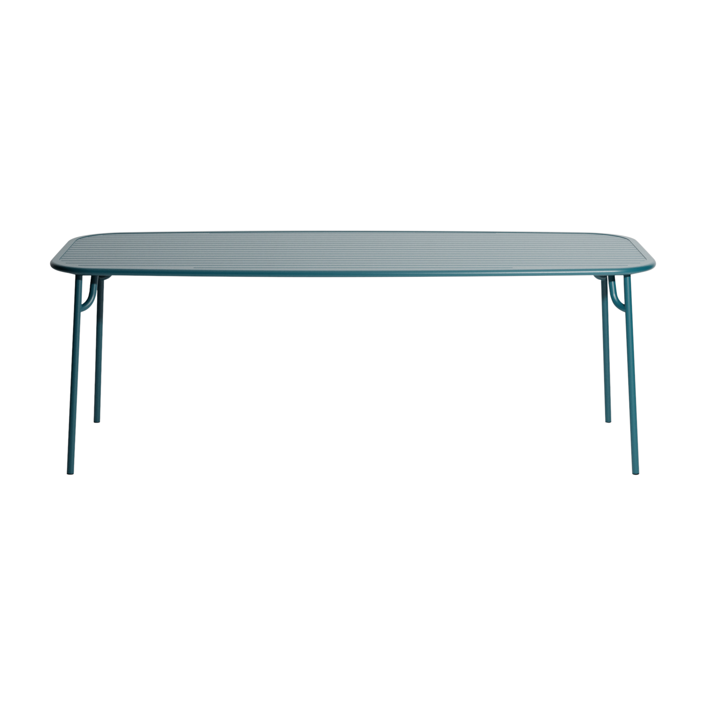 Rechteckiger Outdoor-Esstisch mit Latten aus ozeanblauem Aluminium 220cm Week end -. Petite friture