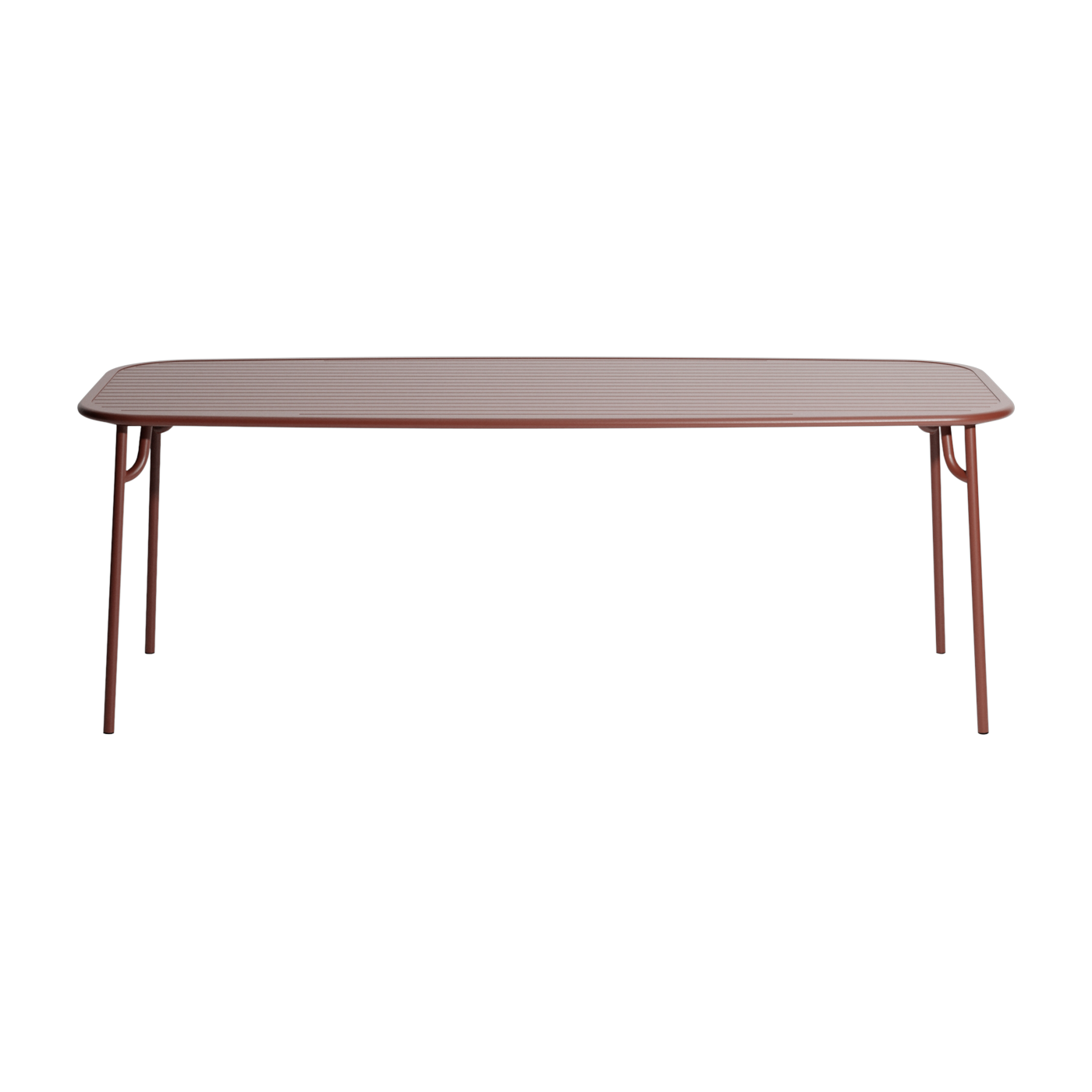 Rechteckiger Outdoor-Esstisch mit Latten aus rotbraunem Aluminium 220cm Week end -. Petite friture