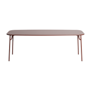 Rectangular red-brown aluminum slatted outdoor dining table 220cm Week end - Petite friture