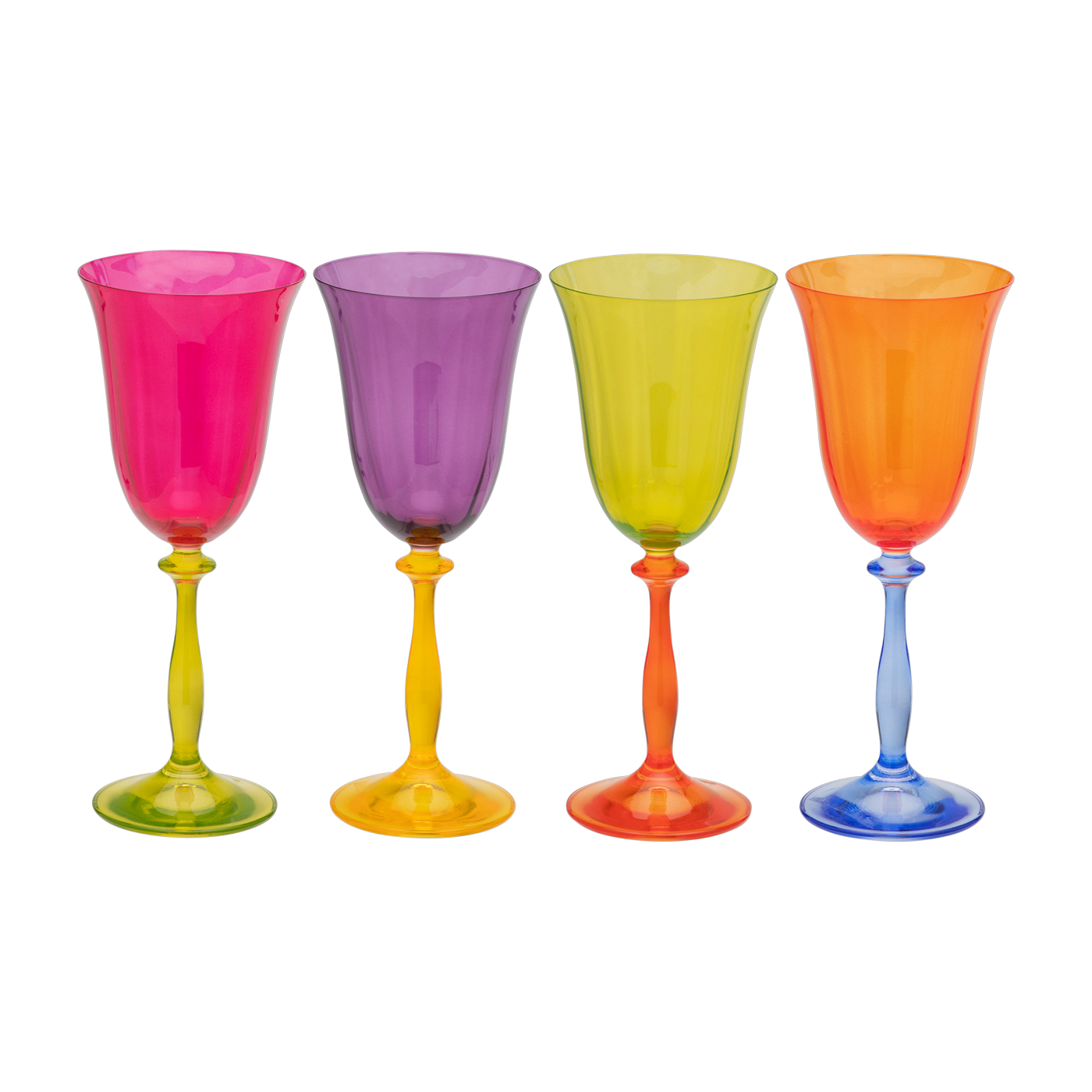 4 verres à vin en verre cristallin multicolores 21,2 cm - Anna + Nina