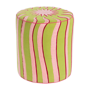 Pouf en coton biologique brodé vert et rose 46x52,5 cm Sunshine - Anna + Nina