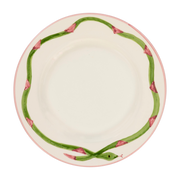 Assiette à dîner plate en faïence motif de serpent vert et rose 27 cm - Anna + Nina