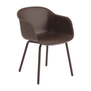 Sedie da giardino con braccioli in plastica e acciaio rosso marrone 77cm Fiber - Muuto