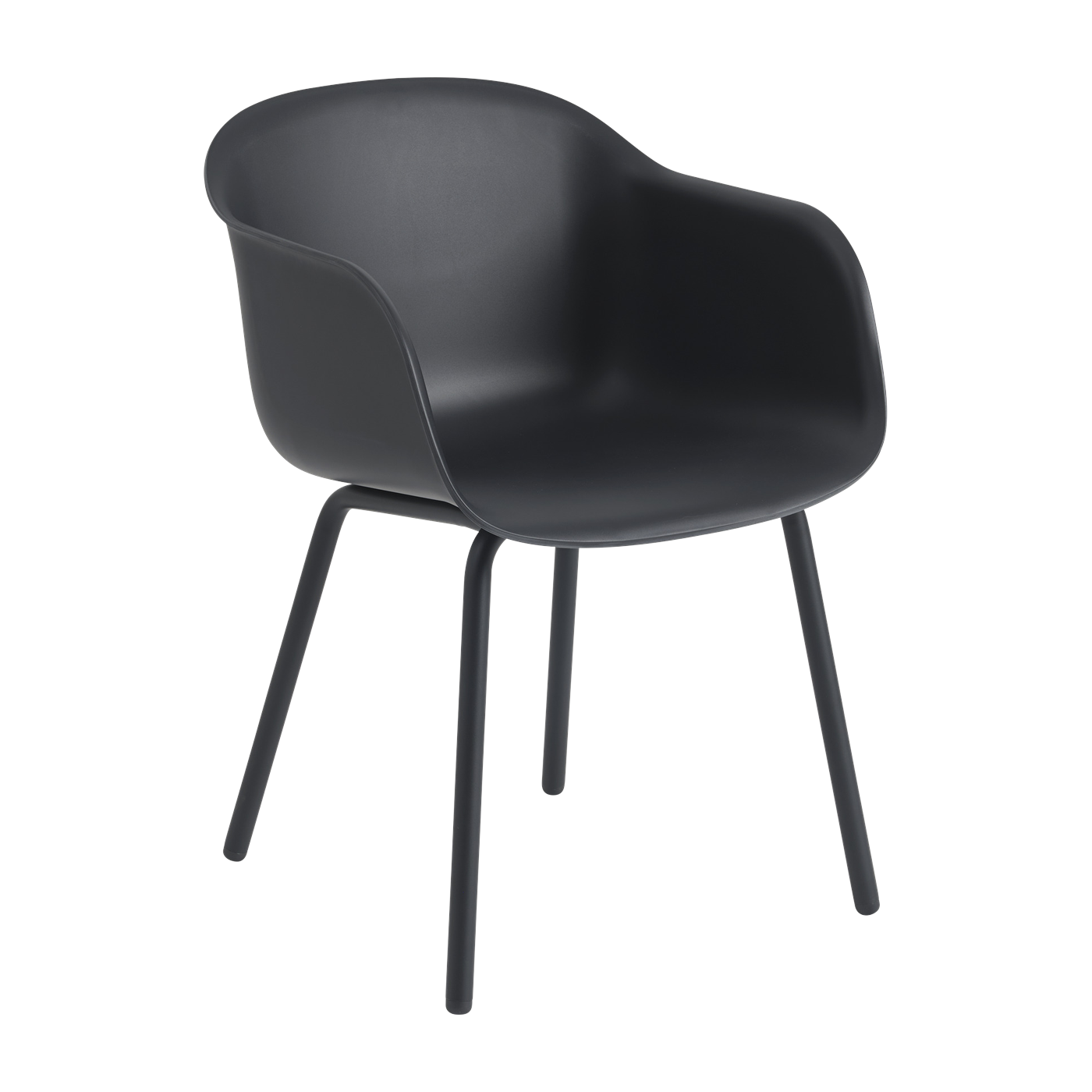 Sedia da giardino con braccioli in plastica e acciaio nero antracite 77 cm Fiber - Muuto