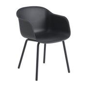Sedia da giardino con braccioli in plastica e acciaio nero antracite 77 cm Fiber - Muuto