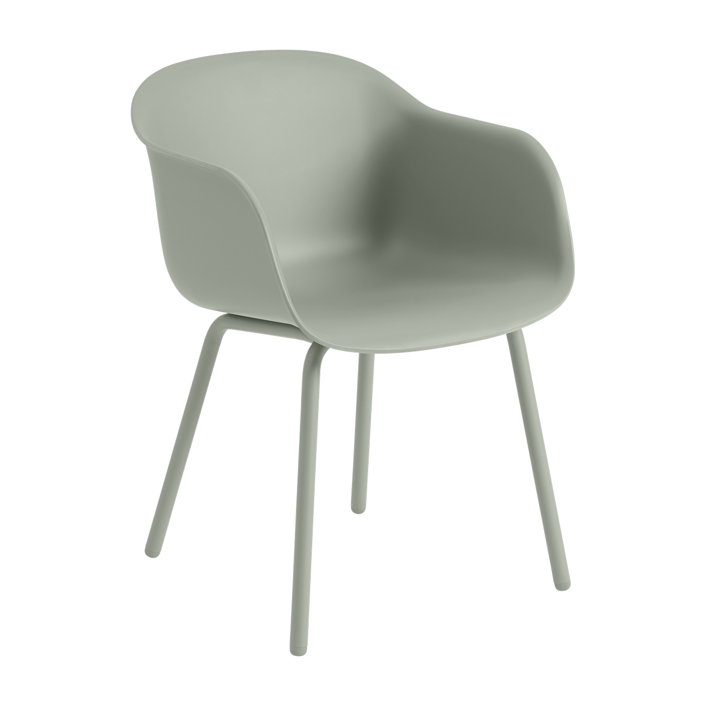 كرسي الحديقة بذراعين من البلاستيك والفولاذ dusty green 77 سم Fiber - Muuto