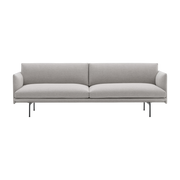 Divano a 3 posti base in alluminio nero e tessuto clay 12 Outline - Muuto