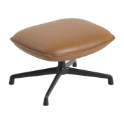Ottoman avec base pivotante en aluminium noir et cuir raffiné cognac 64x52cm Doze - Muuto