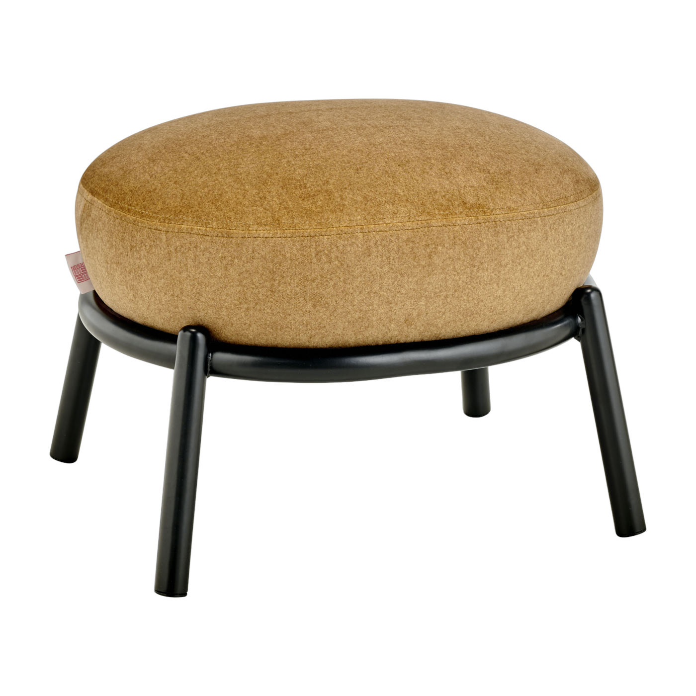 Round stool in gold fabric and black metal base 48x46x37cm Drop - Meme Design